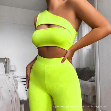 Custom Gym Green Knitted Womens Legging and Crop Top Sports Suit Ladies Two Piece Shorts Sets